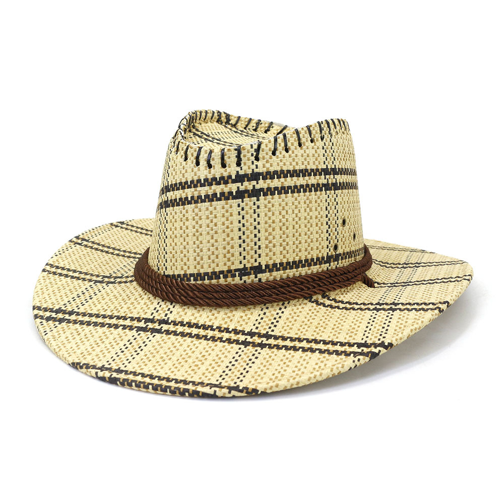 코튼 파나마 카우보이 모자 여성 남성 여름 모자 재즈 모자 비치 모자 야외 와이드 브림 서양 모자 남성용